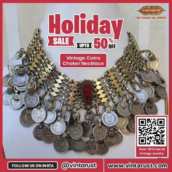 Wholesale Coins Necklaces, Afghan Vintage Coins Chokers Necklaces, Vintage Bulk - Picture 12 of 15